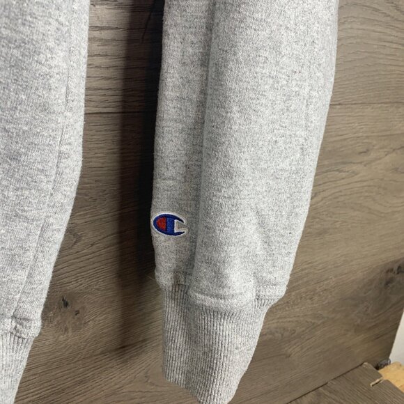 Champion Gray Half-Zip Hoodie With Kangaroo Pocket & Logo Embroidery - Picture 5 of 11